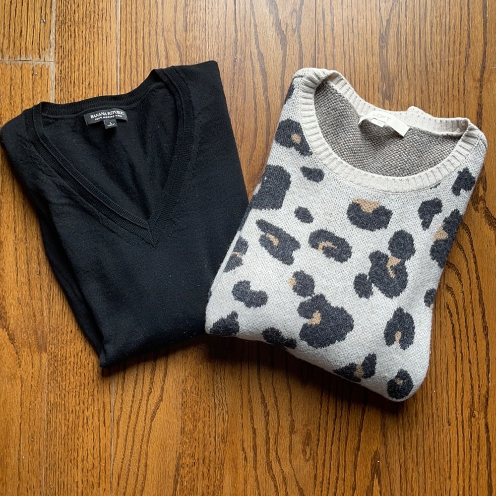Banana Republic 100% Merino Wool Black Sweater